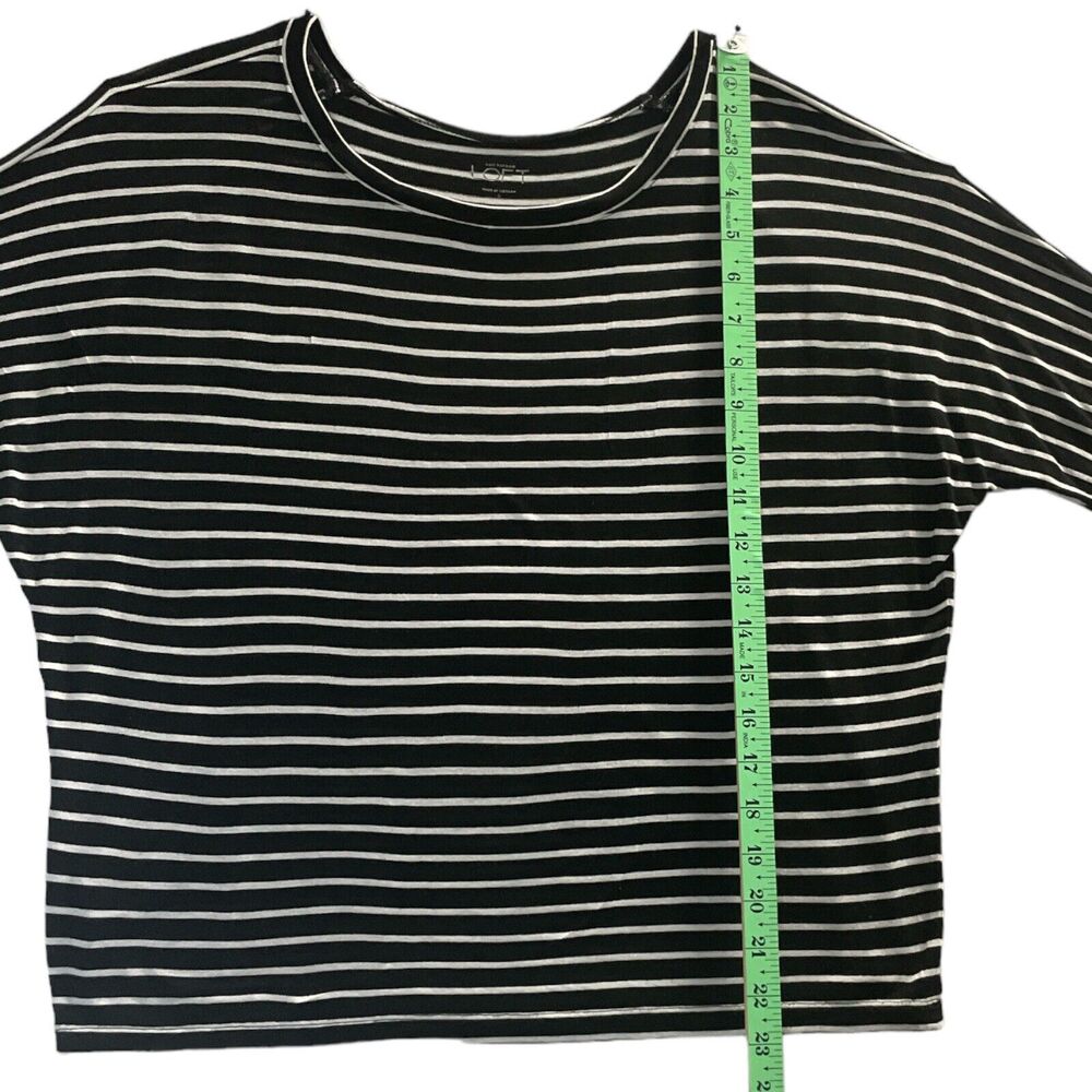Loft Outlet Lounge Women Striped Black Soft Knit Top Sz/S - Picture 4 of 6